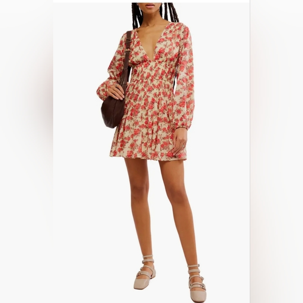 Free People Keep You Long Sleeve Cotton Mini Dress
